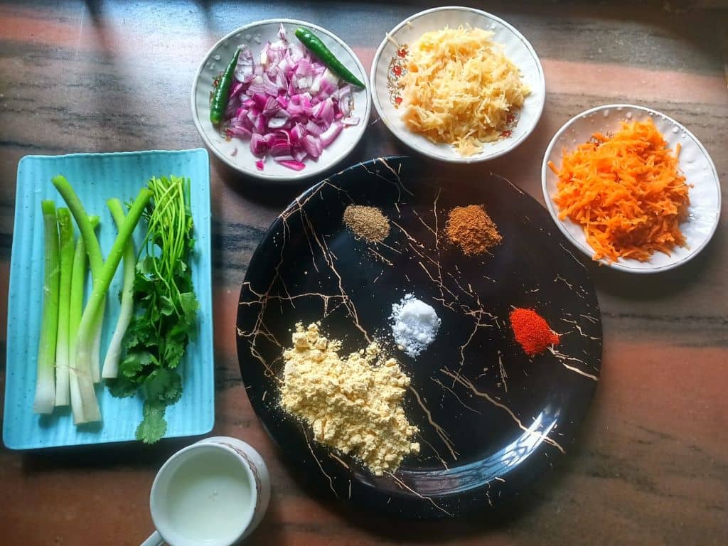 mix vegetable fritters ingredients
