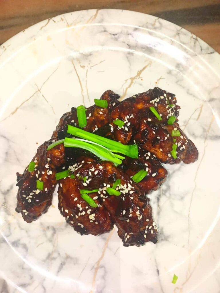 saucy korean inspired chicken wings
